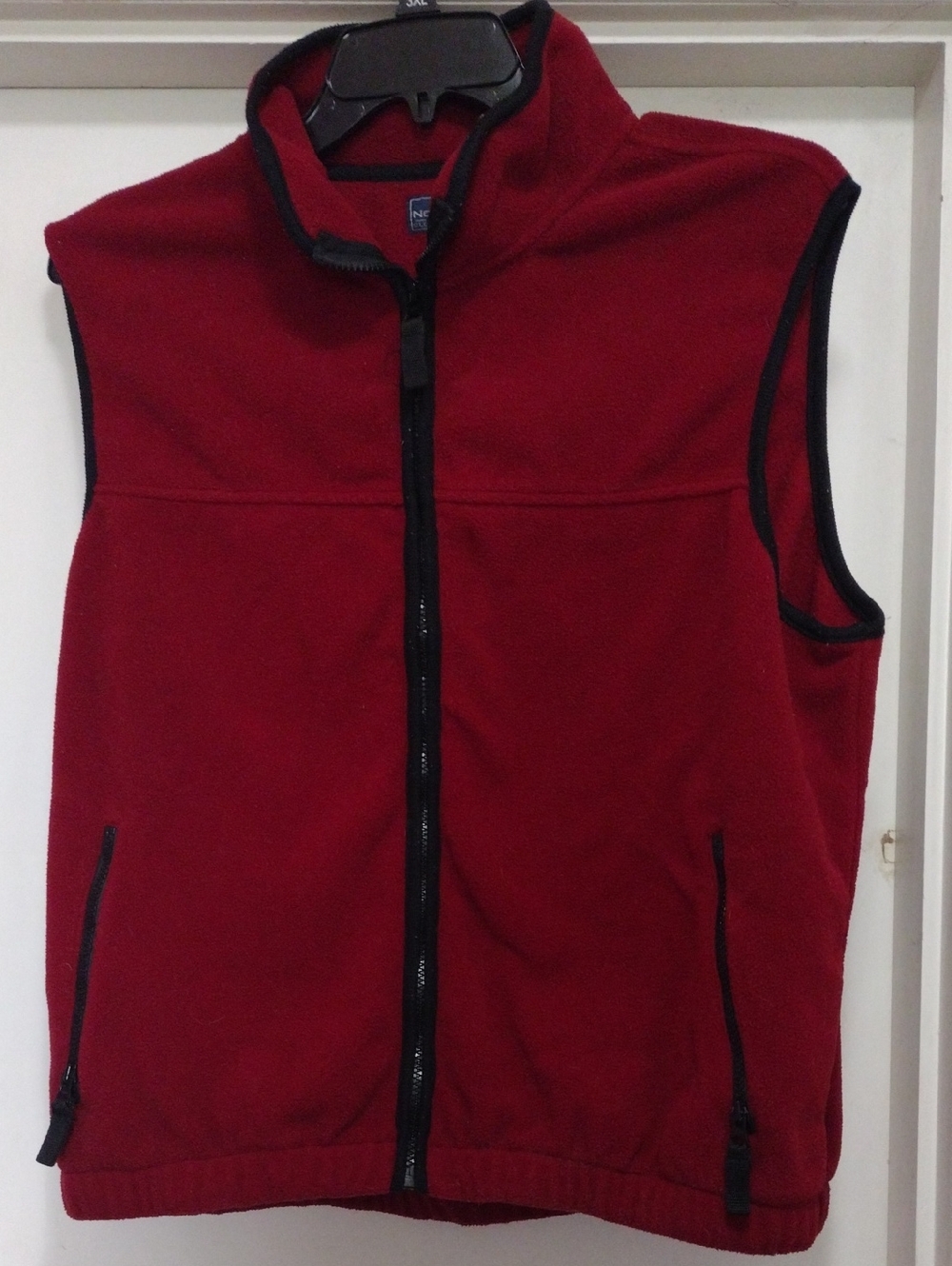 Great Northwest Clothing Company Red Fleece Zip Vest with Black Trim Ladie's L